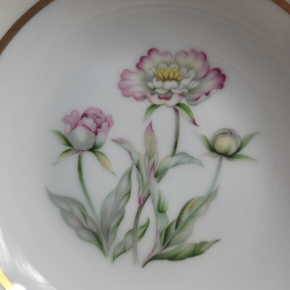 Mikado Harmony Round Serving Bowl Cream Rim Pink Floral Center - Picture 8 of 14